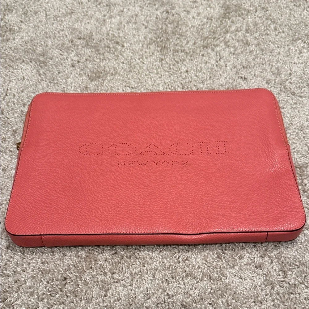 Coach Coral Leather Laptop Sleeve - Picture 1 of 7